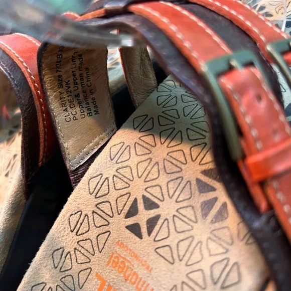 Dr. Andrew Weil Size 7 Leather Orthaheel Comfy Sandals Flip Flop Brown Orange - Picture 6 of 9